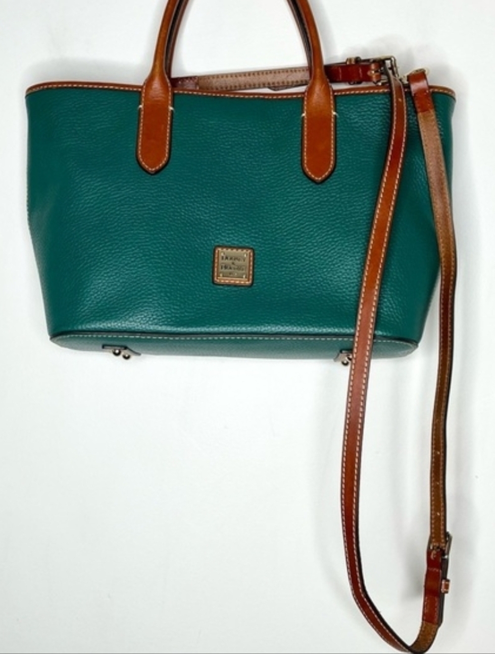 Dooney & Bourke Brielle Green Pebbled Leather Satchel Handbag Shoulder Bag - Picture 5 of 7